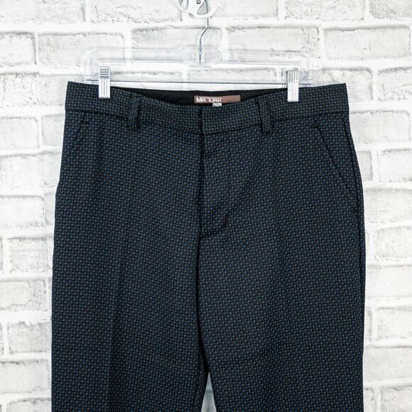 MR TURK Men's Blue Houndstooth Trouser Dress Pants flat front Size 32 - Picture 5 of 10